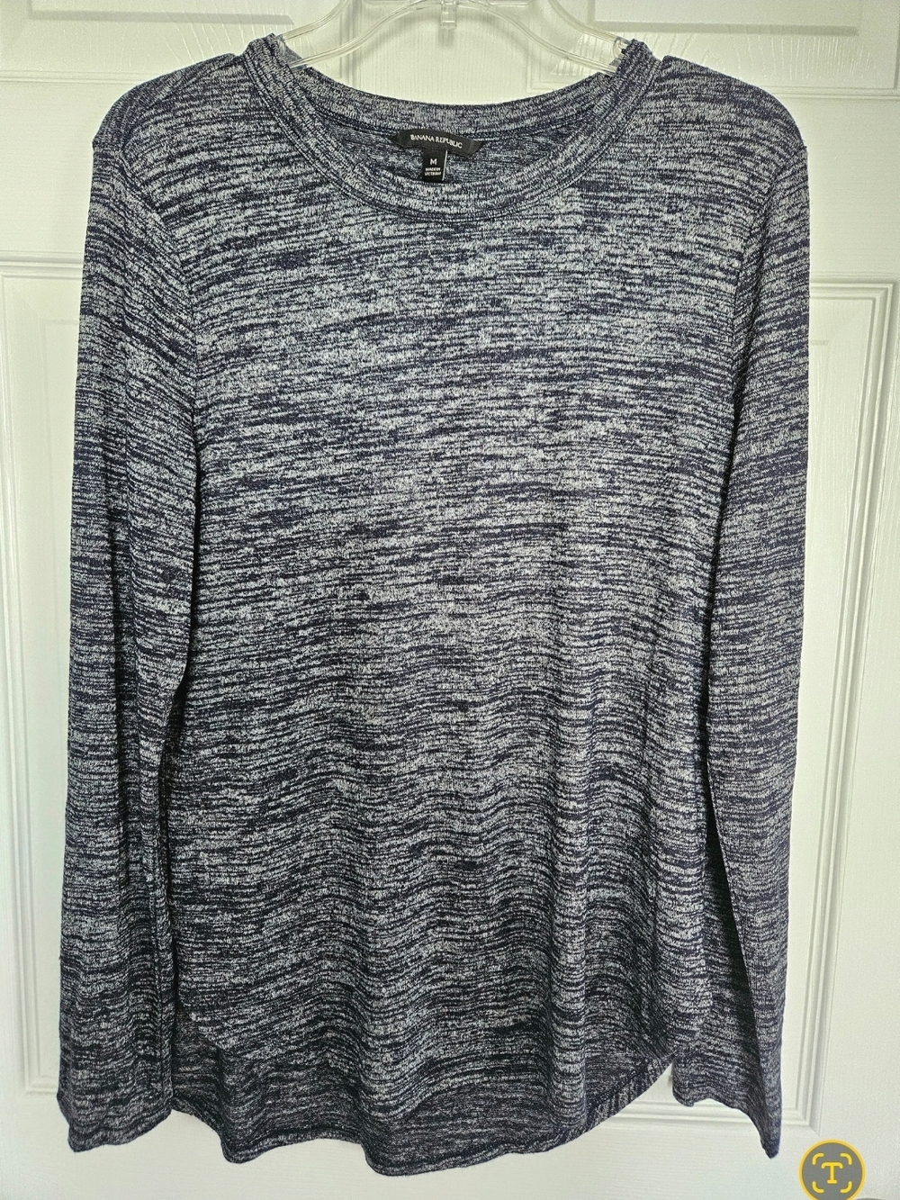 Banana Republic Heathered Navy Long Sleeve Knit Top